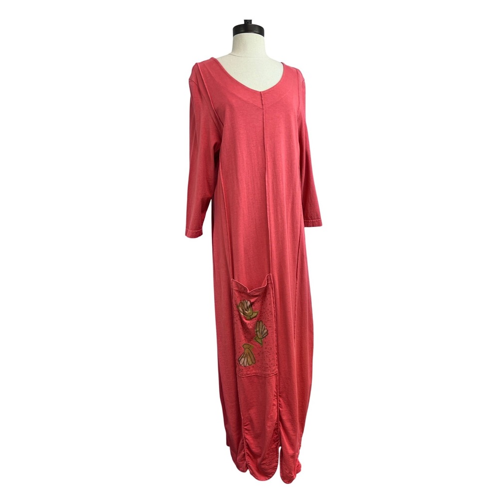 Blue Fish Maxi Dress 1 Pink Excellent Organic Cotton Shell Print‎ Art To Wear
